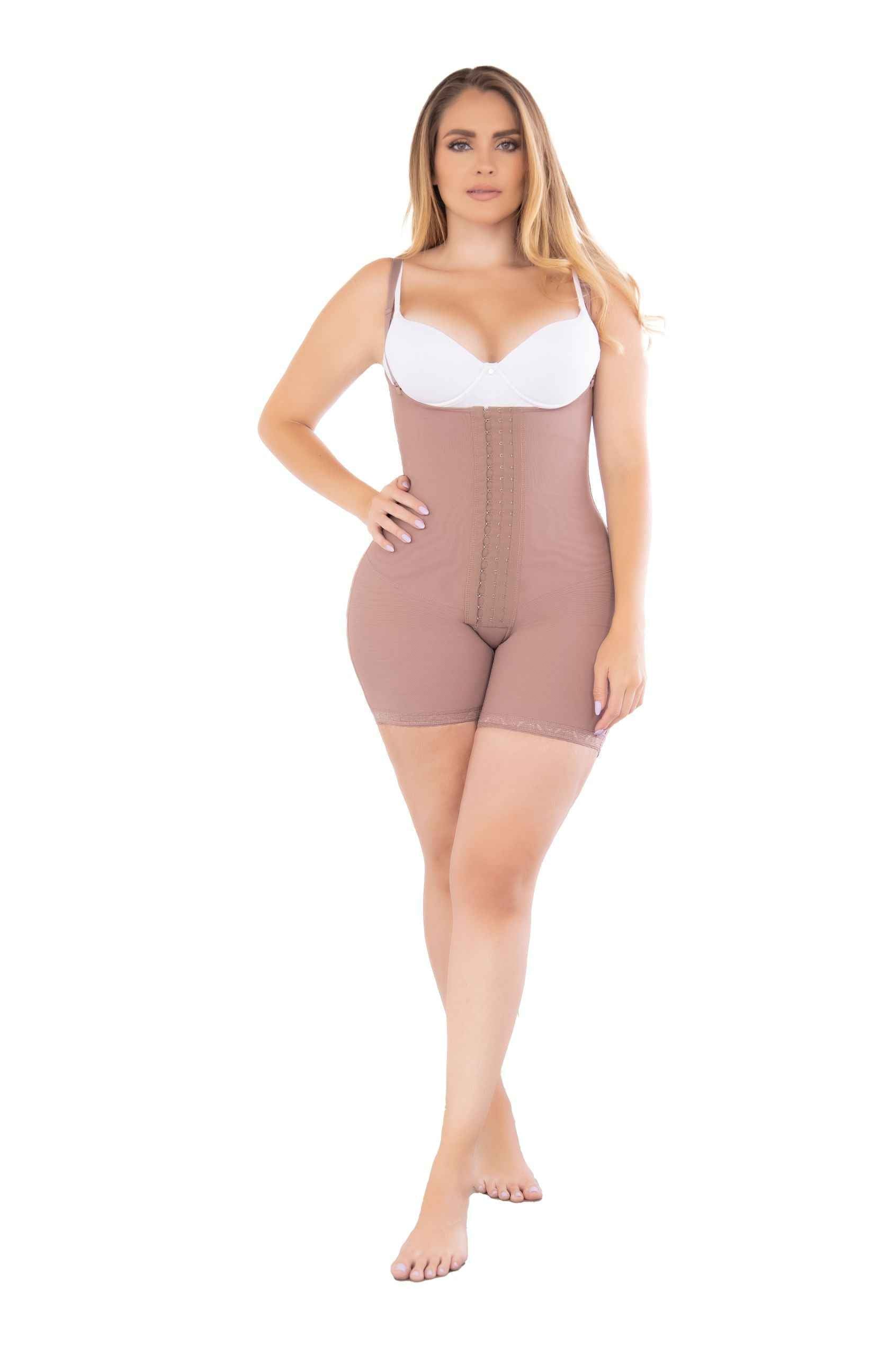 Fajate 11111 Mid-Thigh Compression Garment w/ 3 Level Hooks and Adjustable Shoulder Straps