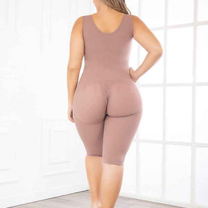 Fajate 11355 Fit 360 Knee Length Compression Garment w/ Full Back support, Adjustable Shoulder Straps & Perineal Zipper