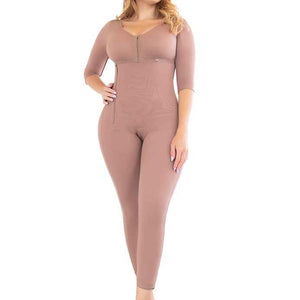 Fajate 11036 Women's Ankle Length Girdle w/ Bra, Sleeves & Side Zipper