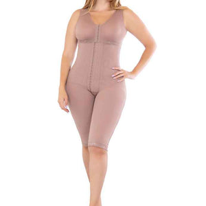 Fajate 11052 Knee Length, High Back Compression Garment w/ Integrated Bra & 3-Level Hooks