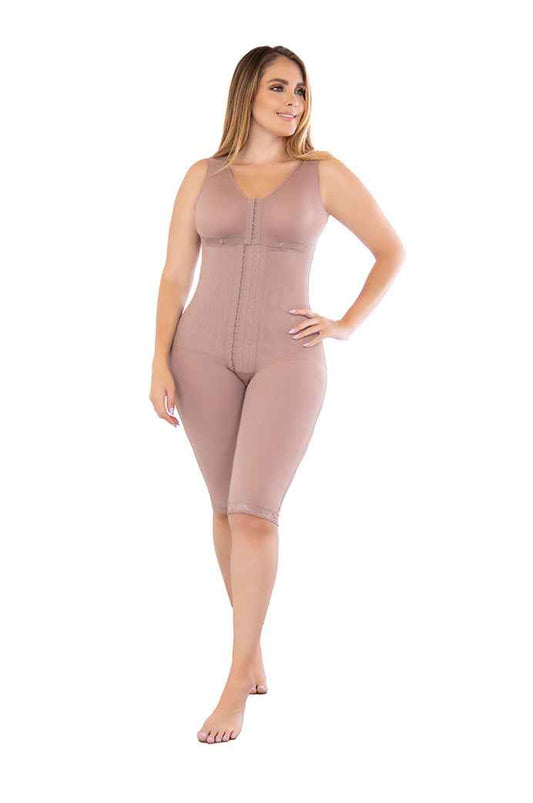 Fajate 11052 Knee Length, High Back Compression Garment w/ Integrated Bra & 3-Level Hooks