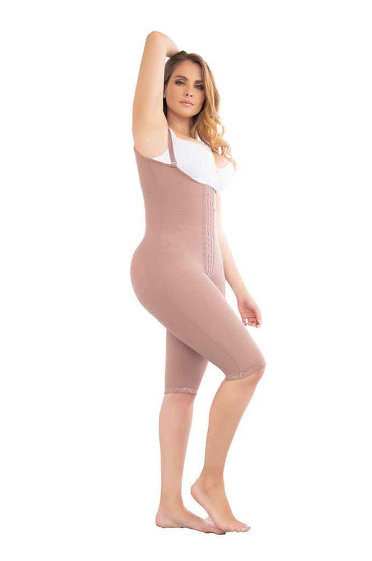 Fajate 11047 Knee Length Compression Garment w/ 3Level Hooks & Adjustable Straps