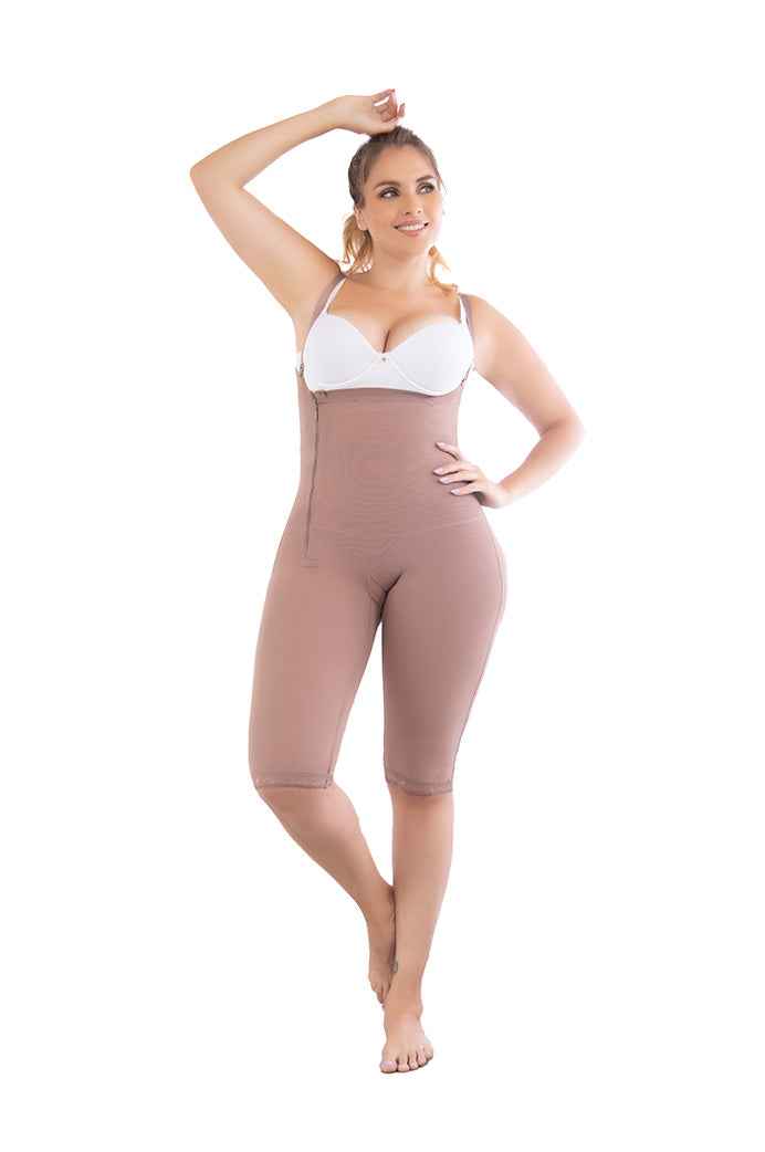 Fajate 11043 Knee Length Compression Garment w/ 3-Level Hooks & Perineal zipper