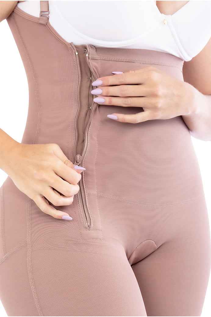 Fajate 11043 Knee Length Compression Garment w/ 3-Level Hooks & Perineal zipper