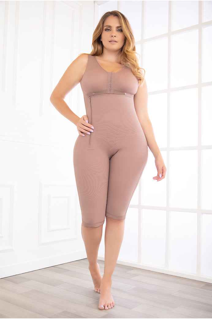 Fajate 11010 Knee Length Compression Garment w/ Built In Bra and Side Zipper